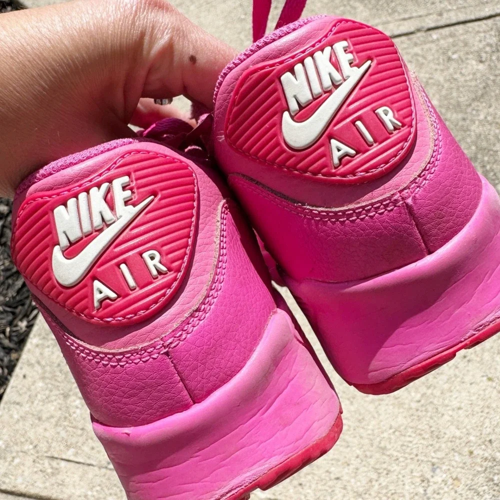 Nike Air Max 90 LTR Big Kids Pink Leather Sneakers 833376-603 Size 5Y